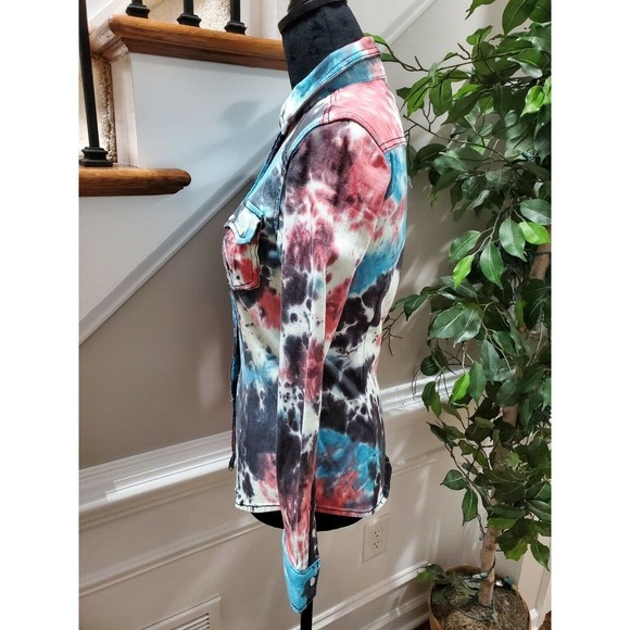 Monkey Ride Jeans Women's Multicolor Cotton Long Sleeve Collared Casual Jacket M - Picture 6 of 12